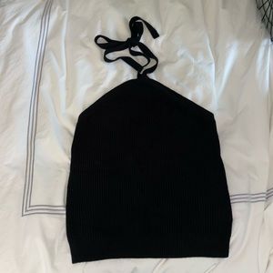 J Crew Sweater Halter Top Black sz Large